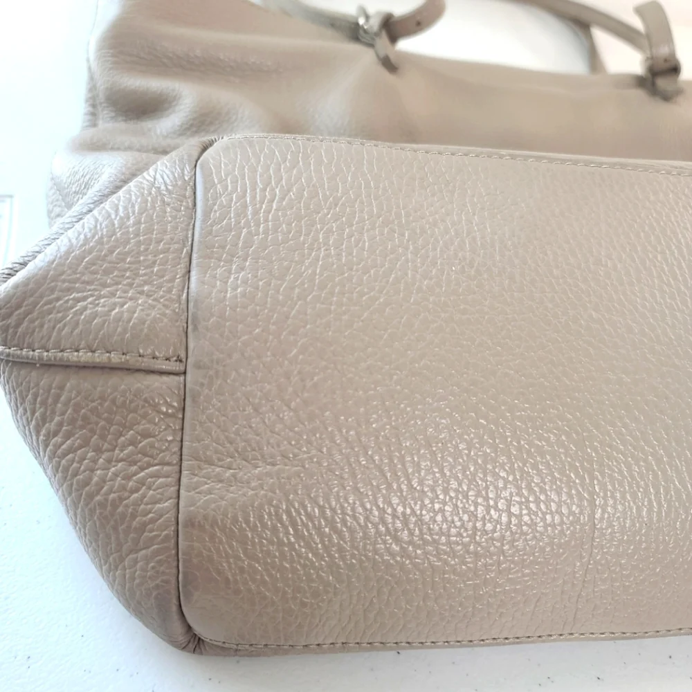 Vintage Furla Pebble Leather Neutral Tote Shoulder Bag